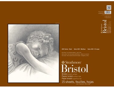 Strathmore 400 Series Bristol 2Ply Smooth 18x24 Tape Bound 15 Sheets
