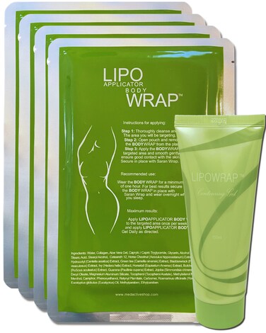 lipo applicator Tummy Body Wrap with Guarana Green Tea Seaweed Wraps Works for Stomach Belly Legs Arms Abdomen 4 Wraps  Gel