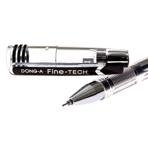 DongA FineTech Excellent Writing 03 mm Gel Ink Roller Ball Pens Black Pack of 12