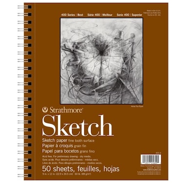 Strathmore 400 Series Sketch Pad 9x12 inch 50 Sheets  Artist Sketchbook for Drawing Illustration Art Class Students