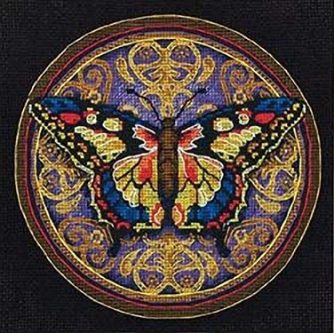 Dimensions Gold Collection Ornate Butterfly Advanced Counted Cross Stitch Kit 6 x 6 Coded Thread sorter 18 Count