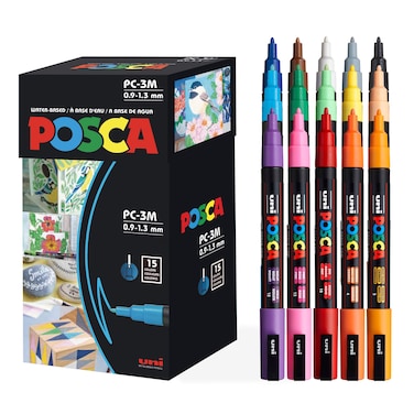 15 Posca Paint Markers 3M Fine Posca Markers of Acrylic Paint Penswith Reversible Tips  Posca Pens for Art Supplies Fabric Paint Fabric Markers Paint Pen Art Markers