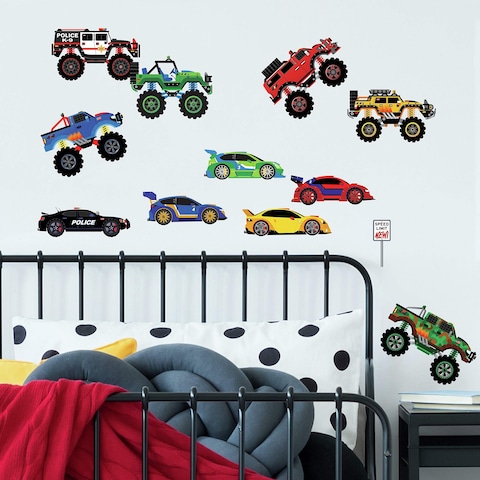 RoomMates SPD0004SCS New Speed Limit  Trucks Peel and Stick Wall Decals Multicolor 10x18