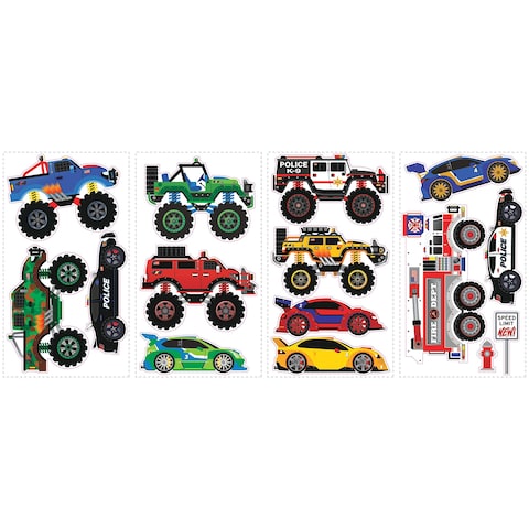RoomMates SPD0004SCS New Speed Limit  Trucks Peel and Stick Wall Decals Multicolor 10x18