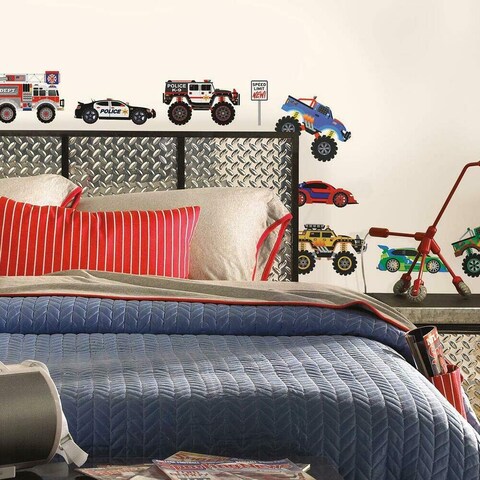 RoomMates SPD0004SCS New Speed Limit  Trucks Peel and Stick Wall Decals Multicolor 10x18
