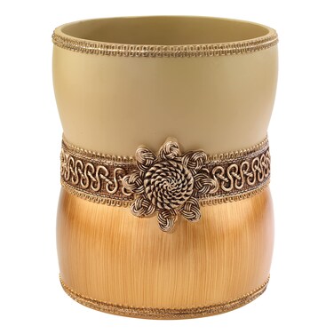 Avanti Linens  Waste Basket Decorative Trash Can Elegant Style Home Decor Braided Medallion Collection