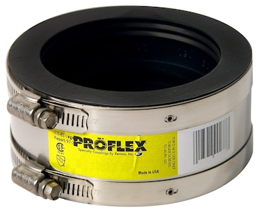 Fernco PROFLEX P300044 Shielded Pipe Coupling for Cast Iron Plastic Steel or Extra Heavy Cast Iron Plumbing Connections