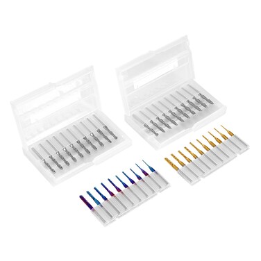 VEVOR 40pcs End Mills CNC Router Bits 18 Shank CNC Cutter Milling Carving Bit Set Including 2Flute Flat Nose  Ball Nose End Mill Nano Blue Coat  Titanium Coat CNC Bits for Milling Machine