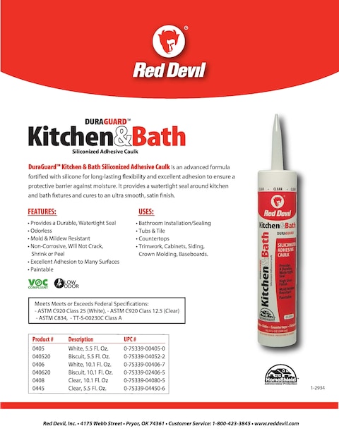 Red Devil 0445 Duraguard Kitchen  Bath Siliconized Acrylic Caulk 55 oz