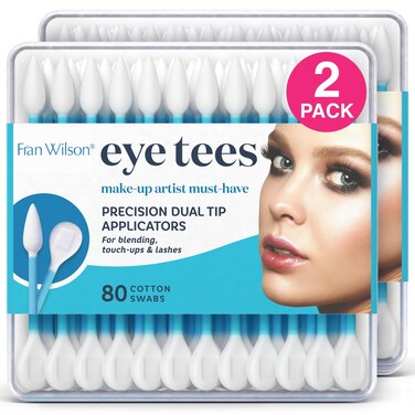 Fran Wilson EYE TEES COTTON TIPS 80 Count 2 PACK  Precision Makeup Applicator Doublesided Swabs with Pointed and Rounded Ends for Perfect Blending Effective Cleaning and Precise Touchups