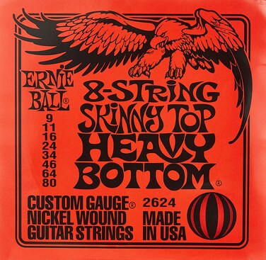 Ernie Ball 8String Skinny Top Heavy Bottom Slinky Nickel Wound Electric Guitar Strings 980 Gauge P02624