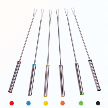 Stainless Steel Fondue Forks Chocolate Dipping Fork with Heat Resistant Handle Colors 6P