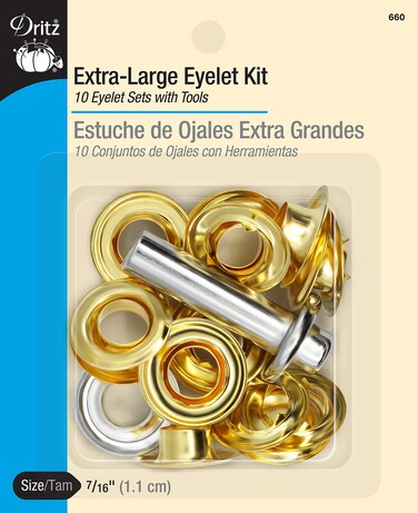 Dritz 660 ExtraLarge Eyelet Kit with Tool Brass 716Inch 10Count