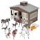 Constructive Playthings Deluxe Toy Horse Stable Playset with 8 Horse Toys and Accessories BPAFree Farm Set Use for Christmas Gifts and Birthday Gifts Brown 23 pc Toddler Toys for 3 Years Up