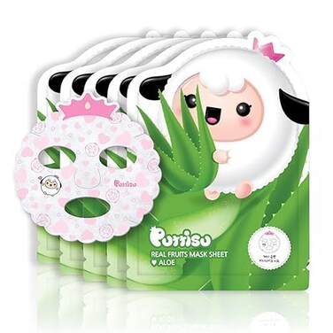 Puttisu Real Fruit Facial Mask Sheet for Kids Children  Made with 100 Cotton Moisturize Sooths and Hydrates Skin Aloe  Pack of 5