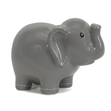 Child to Cherish Ceramic Stitched Elephant Piggy Bank Grey