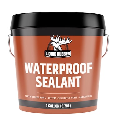 Liquid Rubber Waterproof Sealant  MultiSurface Leak Repair Indoor and Outdoor Coating WaterBased Easy to Apply Original Black 1 Gallon