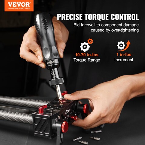 VEVOR Torque Screwdriver 14 Drive Screwdriver Torque Wrench Electrician Torque Screwdriver with Scale 1070 inlbs Torque Range 1 inlbs Torque Increment Torque Screwdriver with Bits  Case