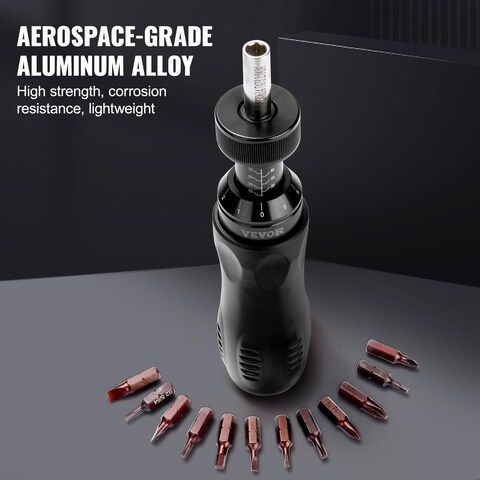 VEVOR Torque Screwdriver 14 Drive Screwdriver Torque Wrench Electrician Torque Screwdriver with Scale 1070 inlbs Torque Range 1 inlbs Torque Increment Torque Screwdriver with Bits  Case