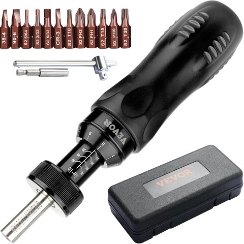VEVOR Torque Screwdriver 14 Drive Screwdriver Torque Wrench Electrician Torque Screwdriver with Scale 1070 inlbs Torque Range 1 inlbs Torque Increment Torque Screwdriver with Bits  Case