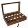 Uten Watch Box with 12 Slots Watch Case Organizer with Golden Lock and Key Wooden Watch Display Storage Box with Removable Watch Cushions Velvet Lining Metal Clasp