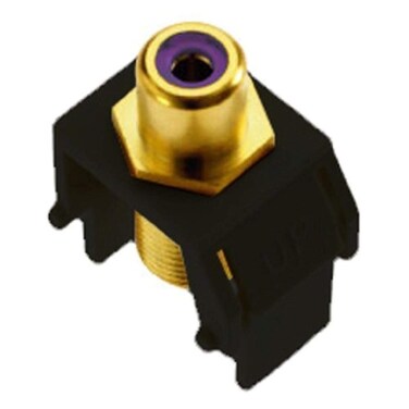 Legrand  OnQ Purple RCA to F Connector Standard RCA Front Jack Fits In All Keystone Wallplates FType Coaxial Rear Jack for Audio and Video Signals Black WP3466BK