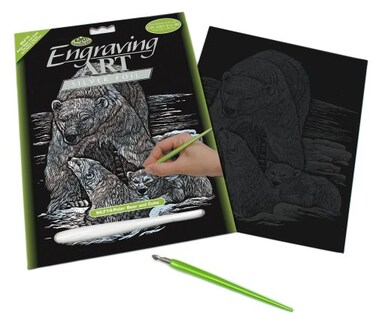 Royal and Langnickel Silver Engraving Art Polar Bear and Cubs