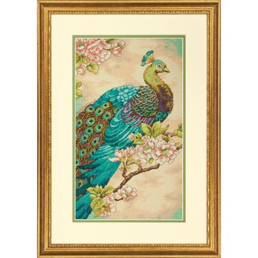 Dimensions Indian Peacock Counted Cross Stitch Kit 14 Count Natural Aida 9 x 15