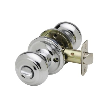 Copper Creek Polished Stainless Door Knobs  Round Colonial Knob with Privacy Locking Function for Home Improvement 1 Pack  Fits All Standard Doors  Locking Door Knob for Bedroom and Bathroom Use