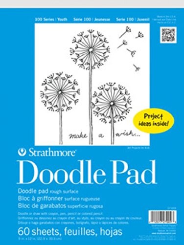 Strathmore 100 Series Youth Doodle Pad 9x12 inch 60 Sheets  Draw with Crayon Pencil  Marker