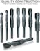 HILTEX 10005 Jumbo Silver  Deming Drill Bit Set 8 Piece 12 Inch Shank Industrial Large Drill Bit Set 916 Drill Bit to 1 Drill Bit Metal Drill Bits for Steel Reduced Shank Drill Press Bits