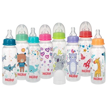 Nuby Printed NonDrip Bottle 1 Pack of 1 Bottle 8 Ounce Colors May Vary