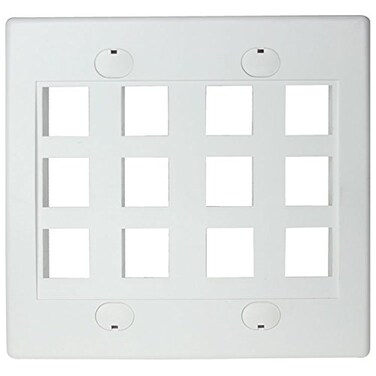 RiteAV  Keystone Wall Plate Double Gang 12Port White 1 Piece Flush