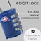 Desired Tools TSA Locks for Luggage 2Pc Durable Steel Padlock Keyless Easy to Read 4Digit Combination Lock for Backpacks Travel Suitcases Toolbox Filing Cabinets Baggage  Gym Locker Blue