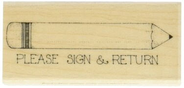 Hero Arts D435 Wood Stamps Please Sign  Return Pencil