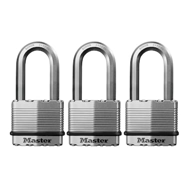 Master Lock M5XTRILH Magnum Heavy Duty Outdoor Padlock with Key 3 Pack KeyedAlike Silver