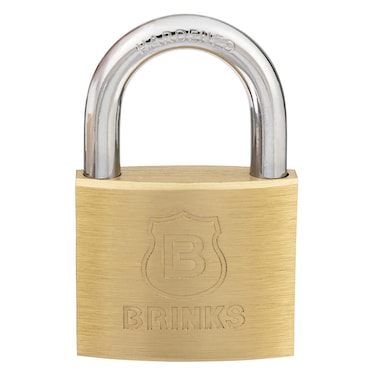 BRINKS  40mm Solid Brass Keyed Padlock with 78 Shackle Clearance  Chrome Plated With Hardened Steel Shackle