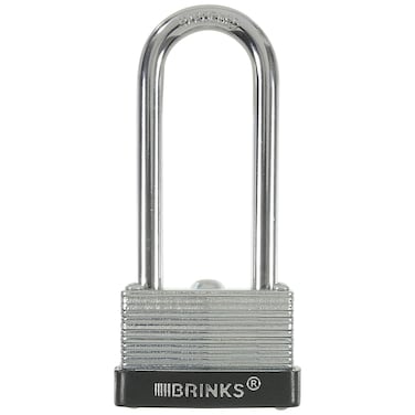 BRINKS  40mm Laminated Steel Keyed and Warded Padlock with 2 Shackle  Chrome Plated with Hardened Steel Shackle Silver