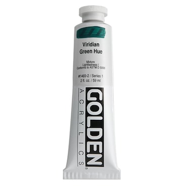 Heavy Body Acrylics by GOLDEN Viridian Green Hue 2 fl oz Tube Professional Acrylic Paint SemiTransparent