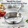 Cooks Standard Frying Pan Stainless Steel 8Inch MultiPly Clad wok Stir Fry Pan Kitchen Skillet Silver