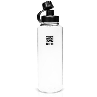 Made Easy Kit Tritan Plastic Water Bottle  Revolutionary Lid Wide and Narrow Mouth Openings  BPA Free Water Bottle Dishwasher Safe Tall  Large 48oz Clear