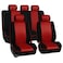 FH Group Full Set Cloth Car Seat Covers  Universal Fit Low Back Front Seat Covers Airbag Compatible Split Bench Rear Seat Washable Seat Cover for SUV Sedan Van Red