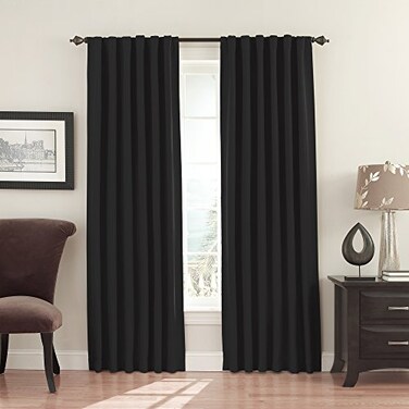 ECLIPSE Fresno Modern Blackout Thermal Rod Pocket Window Curtain for Bedroom 1 Panel 52 x 95 Black
