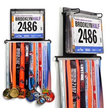 Gone For a Run BibFOLIO Plus Race Bib Holder and Running Medal Hanger Display  Race Medal Holder Display and Running Bib Holder for Runners  Race Bib and Race Medal Display for Runners