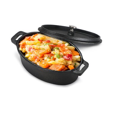 COMMERCIAL CHEF Mini Casserole Dish with Lid 063 Qt Cast Iron Casserole Dish for Baking Cast Iron Cookware Mini Dutch Oven Ramekin with Handles  Stainless Steel Knob