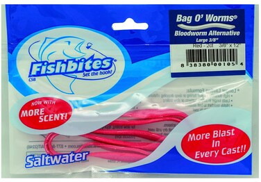 Fishbites Bag O Worms Bloodworm  Longer Lasting 38 Wide Red