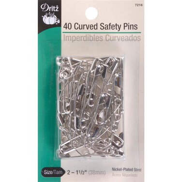 Dritz 7216 Safety Pins Curved Size 2 Nickel 40Count
