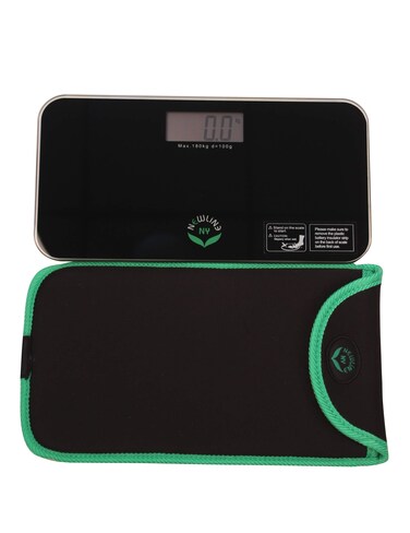 NewlineNY Black Mini Bathroom Scale  Travel Slip Case SBB0718MBK101BG