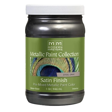 qt Modern Masters ME244 Steel Gray Metallic Paint Collection Satin WaterBased Decorative Metallic Paint