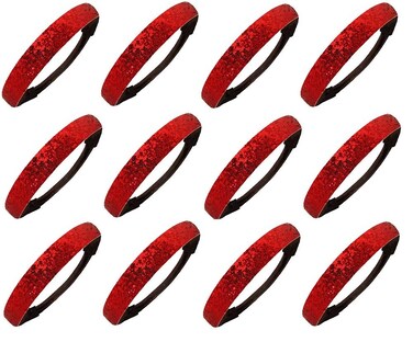 Kenz Laurenz Red Glitter Headbands 12 Pack for Softball Volleyball Basketball Sports Teams